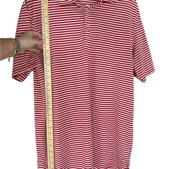 Southern Tide Performance Golf Polo Shirt Red White Striped Short Sleeve Mens L - Picture 2 of 6
